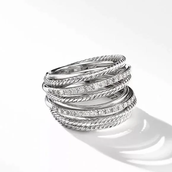 New 925 Sterling Silver Diamond Halo Ring - Picture 5 of 5